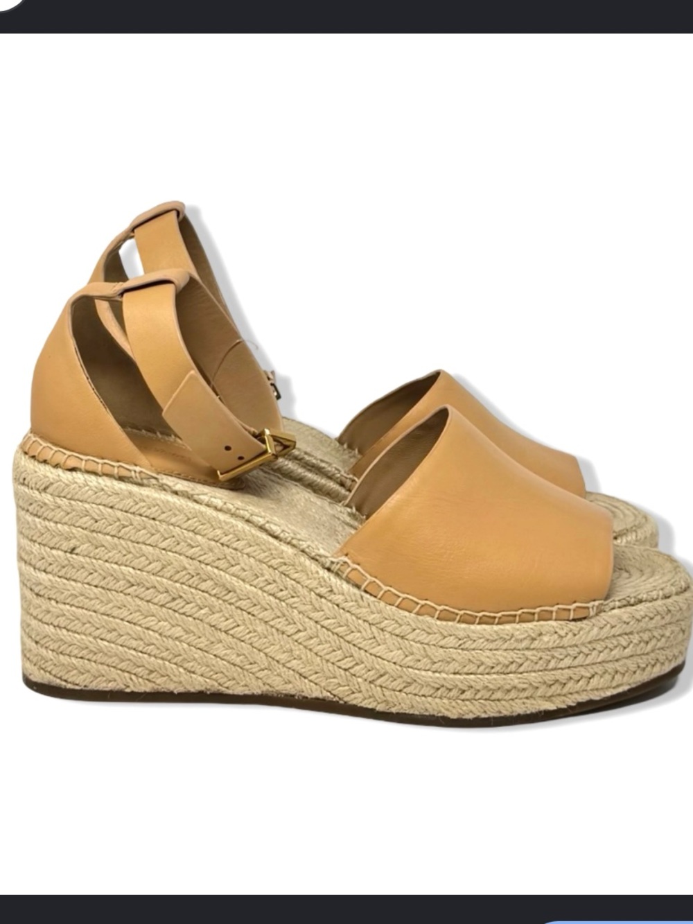 Womens Tan Espadrille Wedge Sandals with Ankle Strap